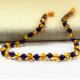 Baby and Mom amber necklace with amethyst stones