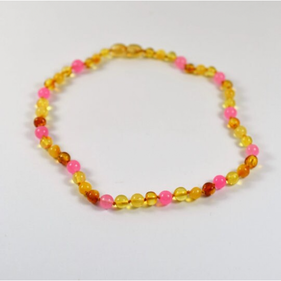 Baby bracelet or necklace with Rose quartz beads