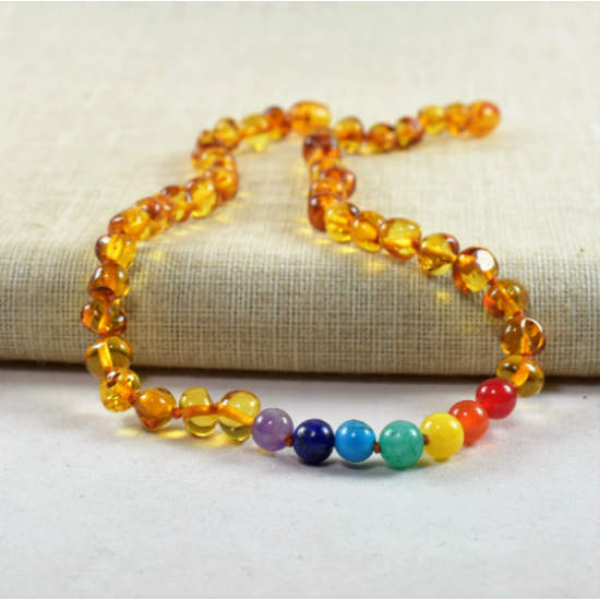 Baltic Amber necklace, amber bracelet, rainbow necklace or chakra bracelet