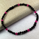 Black Amber necklace for Children with Dark Pink Jade Stone Beads 