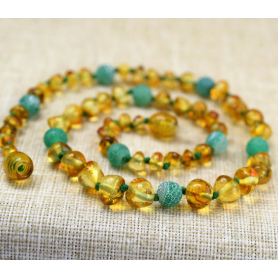 Wholesale Baby Amber Necklaces with Indian Agate beads