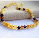 Wholesale Children Raw Amber Necklaces Butterscotch Color With Amethyst 