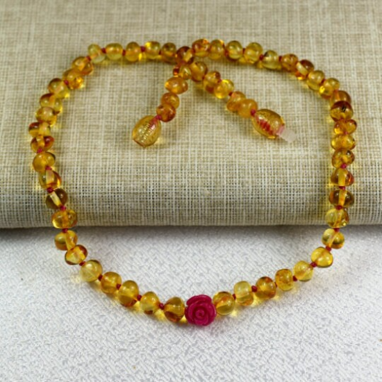 Wholesale Baby Amber Necklace Honey Color With Rose