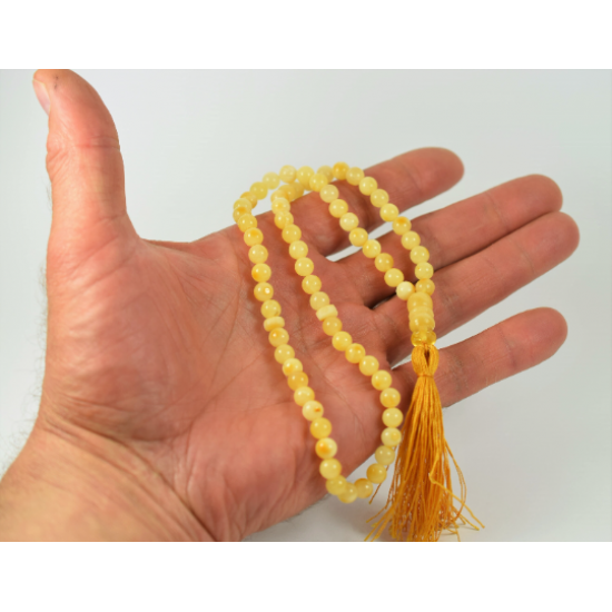 Baltic Amber Islamic Prayer Beads Rosary Tesbih Kehribar, Butterscotch color rosary