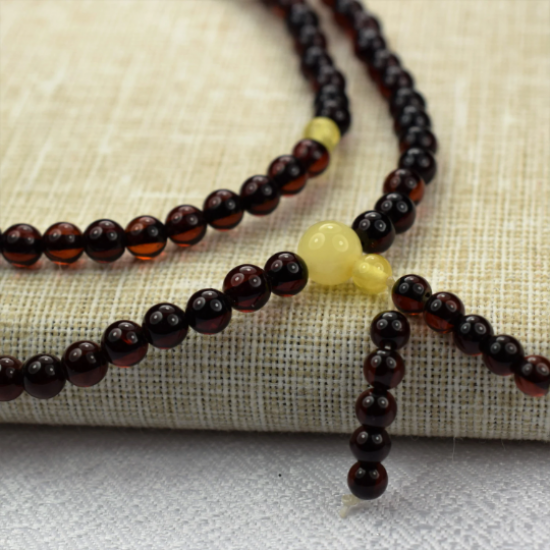  Baltic Amber Buddhist Mala rosary prayer, Black cherry color rosary