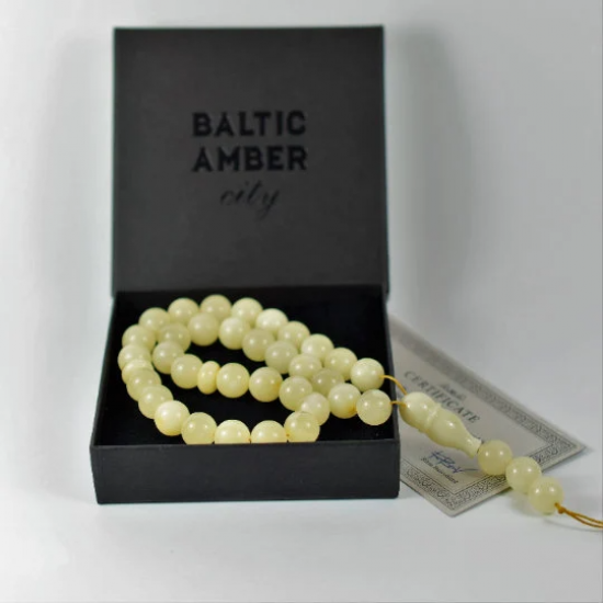  Baltic Amber Buddhist Mala rosary prayer, Butterscotch color rosary